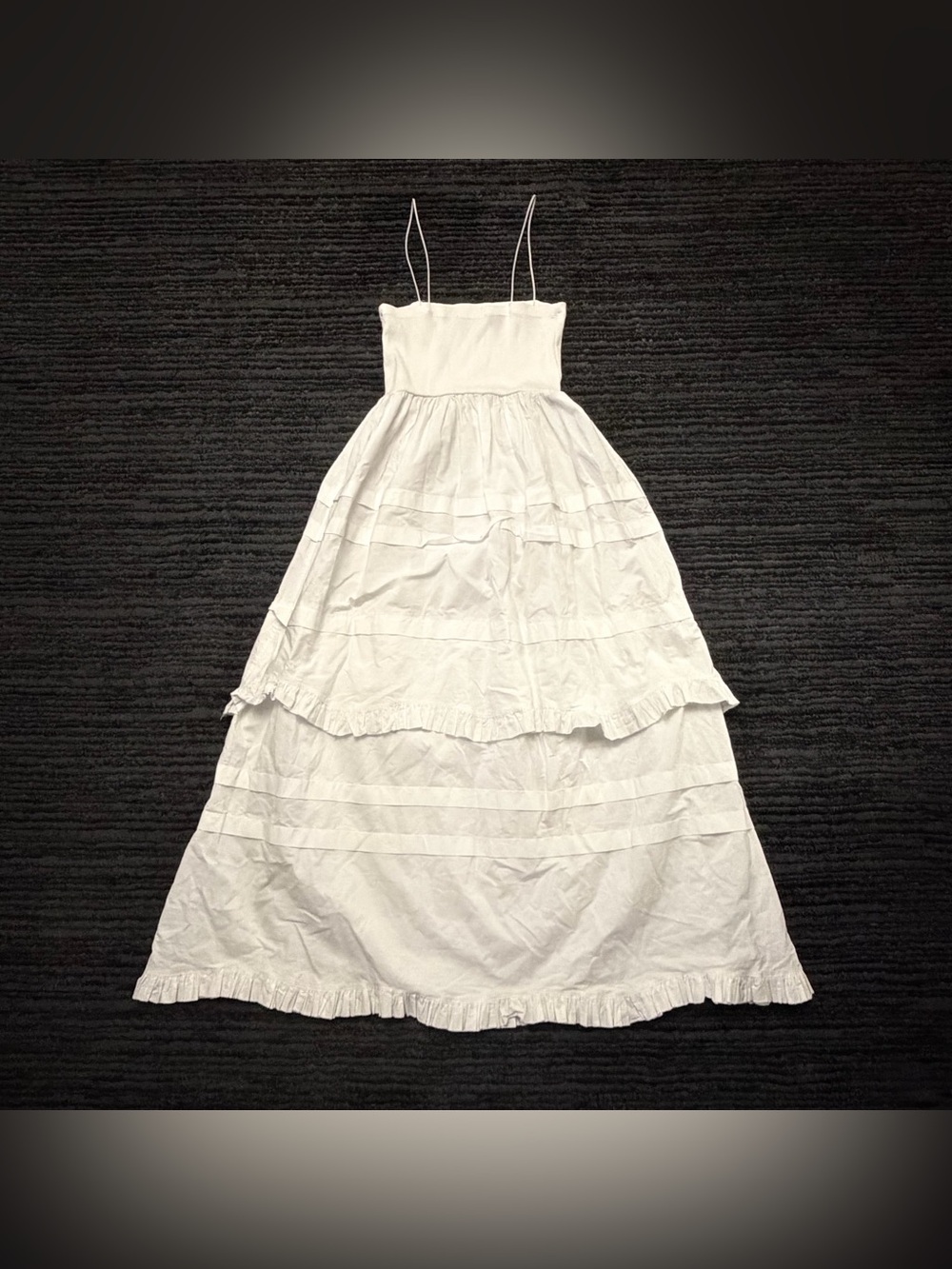 Zara Tiered Spaghetti Strap Summer Midi Poplin Dress - Picture 2 of 4